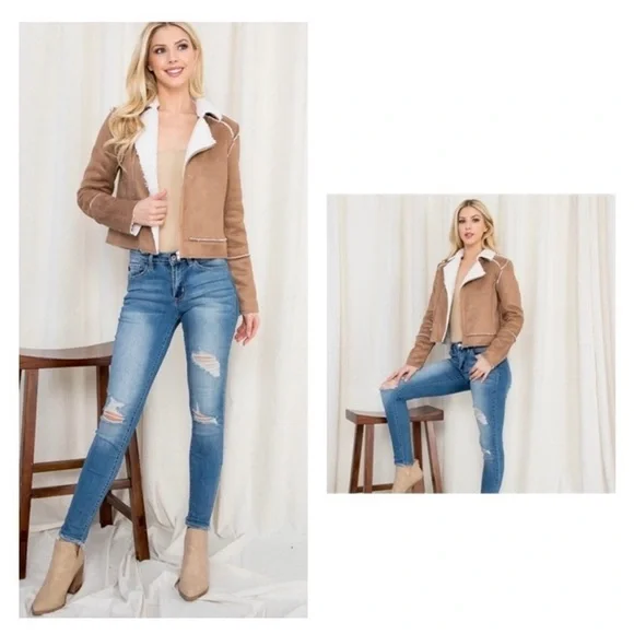 Stylish and Sustainable Sporty Vegan Leather Suede Jacket - Picture 5 of 10